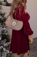 Tie-Back Square Neck Velvet Dress-Dresses-Rae Collective, Women's Online Fashion Boutique Located in Phoenix, Arizona (Scottsdale Area)