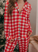 Fiery Red Christmas Plaid Pajama Set-2 Piece Outfit Sets-Rae Collective, Women's Online Fashion Boutique Located in Phoenix, Arizona (Scottsdale Area)