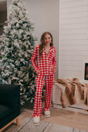Fiery Red Christmas Plaid Pajama Set-2 Piece Outfit Sets-Rae Collective, Women's Online Fashion Boutique Located in Phoenix, Arizona (Scottsdale Area)