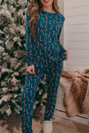 Dark Green Candy Cane Christmas Lounge Set-2 Piece Outfit Sets-Rae Collective, Women's Online Fashion Boutique Located in Phoenix, Arizona (Scottsdale Area)