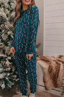 Dark Green Candy Cane Christmas Lounge Set-2 Piece Outfit Sets-Rae Collective, Women's Online Fashion Boutique Located in Phoenix, Arizona (Scottsdale Area)