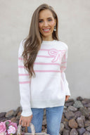 Coquette Charm Bow Stripe Sweater-Sweaters-Krush Kandy, Women's Online Fashion Boutique Located in Phoenix, Arizona (Scottsdale Area)
