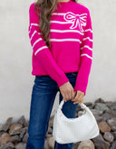 Coquette Charm Bow Stripe Sweater-Sweaters-Rae Collective, Women's Online Fashion Boutique Located in Phoenix, Arizona (Scottsdale Area)