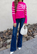 Coquette Charm Bow Stripe Sweater-Sweaters-Rae Collective, Women's Online Fashion Boutique Located in Phoenix, Arizona (Scottsdale Area)