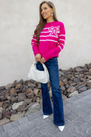 Coquette Charm Bow Stripe Sweater-Sweaters-Rae Collective, Women's Online Fashion Boutique Located in Phoenix, Arizona (Scottsdale Area)