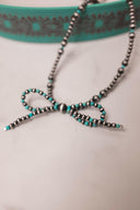 Turquoise & Multi Desert Pearl Bow Necklace-Chain Necklaces-Rae Collective, Women's Online Fashion Boutique Located in Phoenix, Arizona (Scottsdale Area)