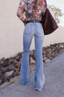 Kancan Juliet Mid Rise Raw Hem Flare Jeans-Jeans-Krush Kandy, Women's Online Fashion Boutique Located in Phoenix, Arizona (Scottsdale Area)
