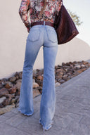 Kancan Juliet Mid Rise Raw Hem Flare Jeans-Jeans-Krush Kandy, Women's Online Fashion Boutique Located in Phoenix, Arizona (Scottsdale Area)