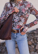 Indie Petals Floral Mesh Top-Long Sleeve Tops-Krush Kandy, Women's Online Fashion Boutique Located in Phoenix, Arizona (Scottsdale Area)