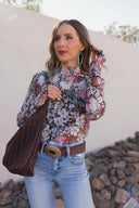 Indie Petals Floral Mesh Top-Long Sleeve Tops-Rae Collective, Women's Online Fashion Boutique Located in Phoenix, Arizona (Scottsdale Area)