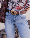 Rustic Revival Oval Buckle Belt-Belts-Rae Collective, Women's Online Fashion Boutique Located in Phoenix, Arizona (Scottsdale Area)