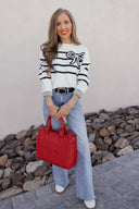 Coquette Charm Bow Stripe Sweater-Sweaters-Rae Collective, Women's Online Fashion Boutique Located in Phoenix, Arizona (Scottsdale Area)