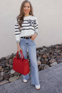Coquette Charm Bow Stripe Sweater-Sweaters-Rae Collective, Women's Online Fashion Boutique Located in Phoenix, Arizona (Scottsdale Area)