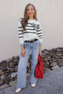 Coquette Charm Bow Stripe Sweater-Sweaters-Rae Collective, Women's Online Fashion Boutique Located in Phoenix, Arizona (Scottsdale Area)