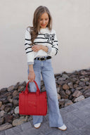 Coquette Charm Bow Stripe Sweater-Sweaters-Rae Collective, Women's Online Fashion Boutique Located in Phoenix, Arizona (Scottsdale Area)