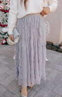 Ruffled Plisse Maxi Skirt