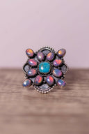 Aurora Opal Cluster Sterling Silver Ring-Rings-Rae Collective, Women's Online Fashion Boutique Located in Phoenix, Arizona (Scottsdale Area)