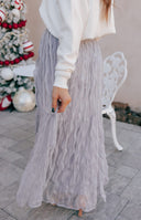 Ruffled Plisse Maxi Skirt