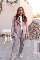 Oversized Faux Suede Biker Jacket