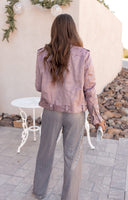 Oversized Faux Suede Biker Jacket