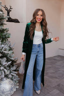 Evergreen Affair Velvet Duster Cardigan-Cardigans-Krush Kandy, Women's Online Fashion Boutique Located in Phoenix, Arizona (Scottsdale Area)