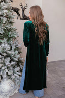 Evergreen Affair Velvet Duster Cardigan-Cardigans-Rae Collective, Women's Online Fashion Boutique Located in Phoenix, Arizona (Scottsdale Area)