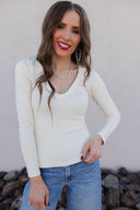 Dreamfit Deep V-Neck Long Sleeve - PREORDER-Long Sleeve Tops-Krush Kandy, Women's Online Fashion Boutique Located in Phoenix, Arizona (Scottsdale Area)
