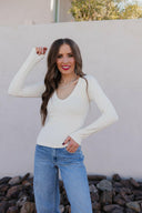 Dreamfit Deep V-Neck Long Sleeve - PREORDER-Long Sleeve Tops-Rae Collective, Women's Online Fashion Boutique Located in Phoenix, Arizona (Scottsdale Area)