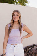 Floral Textured Knit Tank Top
