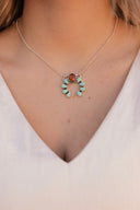 Amber & Turquoise Horseshoe Necklace-Chain Necklaces-Rae Collective, Women's Online Fashion Boutique Located in Phoenix, Arizona (Scottsdale Area)
