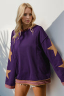 Star Patched Long Sleeve Sweatshirt-Sweatshirts-Rae Collective, Women's Online Fashion Boutique Located in Phoenix, Arizona (Scottsdale Area)