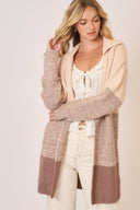 Waffle Knit Color Block Wide Collar Cardigan-Cardigans-Krush Kandy, Women's Online Fashion Boutique Located in Phoenix, Arizona (Scottsdale Area)