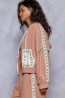 POL Studded Trim Gauze Ho odie-Hoodies-Krush Kandy, Women's Online Fashion Boutique Located in Phoenix, Arizona (Scottsdale Area)