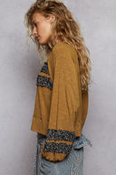 POL Textured Patch Shirring Top-Long Sleeve Tops-Krush Kandy, Women's Online Fashion Boutique Located in Phoenix, Arizona (Scottsdale Area)