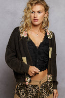 POL Patchwork Neckband Textured Knit Cardigan-Cardigans-Krush Kandy, Women's Online Fashion Boutique Located in Phoenix, Arizona (Scottsdale Area)