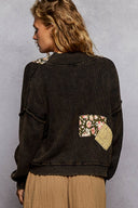 POL Patchwork Neckband Textured Knit Cardigan-Cardigans-Krush Kandy, Women's Online Fashion Boutique Located in Phoenix, Arizona (Scottsdale Area)