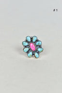 Turquoise Halo Delight Ring-Cluster Rings-Krush Kandy, Women's Online Fashion Boutique Located in Phoenix, Arizona (Scottsdale Area)