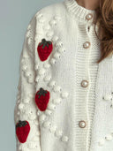 Strawberry Button Down Long Sleeve Cardigan-Cardigans-Rae Collective, Women's Online Fashion Boutique Located in Phoenix, Arizona (Scottsdale Area)