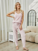 Fuzzy V-Neck Cami and Pants Lounge Set-Pants-Rae Collective, Women's Online Fashion Boutique Located in Phoenix, Arizona (Scottsdale Area)