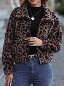 Leopard Collared Neck Zip Up Jacket-Rae Collective, Women's Online Fashion Boutique Located in Phoenix, Arizona (Scottsdale Area)