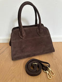Verona Dark Brown Suede Leather Satchel Bag