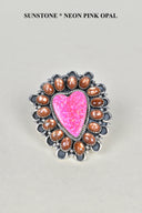 Heart Cluster Sterling Silver & Opal Rings-Cluster Rings-Rae Collective, Women's Online Fashion Boutique Located in Phoenix, Arizona (Scottsdale Area)