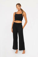 Mono B Smocked Waistband Ribbed Wide Leg Pants-Pants-Rae Collective, Women's Online Fashion Boutique Located in Phoenix, Arizona (Scottsdale Area)