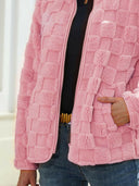 Fuzzy Checkered Zip Up Jacket-Rae Collective, Women's Online Fashion Boutique Located in Phoenix, Arizona (Scottsdale Area)