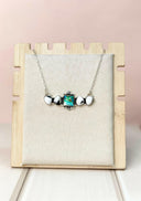 Peacock Dahlia Square Bar Necklace-Necklaces-Krush Kandy, Women's Online Fashion Boutique Located in Phoenix, Arizona (Scottsdale Area)