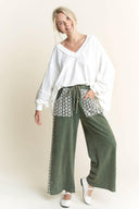MineralWash Floral Daisy trim Pants-PANTS-Rae Collective, Women's Online Fashion Boutique Located in Phoenix, Arizona (Scottsdale Area)