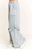 J.HER Mineral Wash Eyelet Pocket Ruffle Pants-Rae Collective, Women's Online Fashion Boutique Located in Phoenix, Arizona (Scottsdale Area)