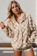 Checkered Long Sleeve Fuzzy Jacket-Jackets-Rae Collective, Women's Online Fashion Boutique Located in Phoenix, Arizona (Scottsdale Area)
