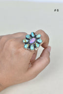 Turquoise Halo Delight Ring-Cluster Rings-Rae Collective, Women's Online Fashion Boutique Located in Phoenix, Arizona (Scottsdale Area)