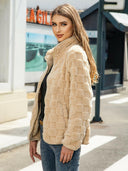 Fuzzy Checkered Zip Up Jacket-Rae Collective, Women's Online Fashion Boutique Located in Phoenix, Arizona (Scottsdale Area)